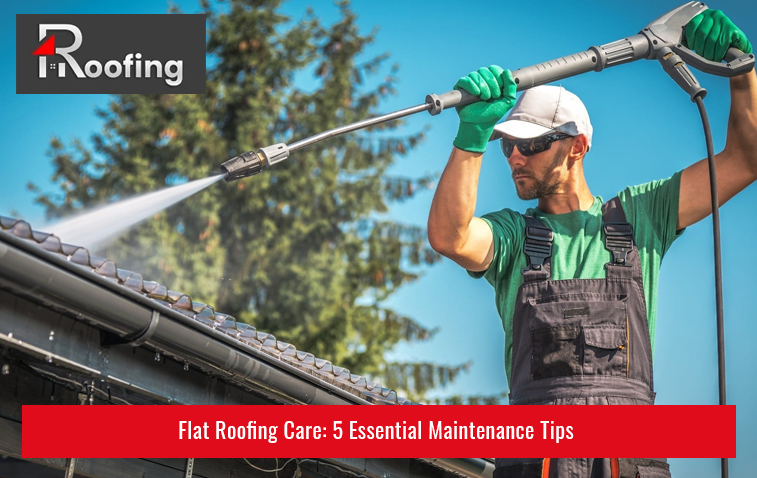 Professional cleaning and repair of flat roof surface"